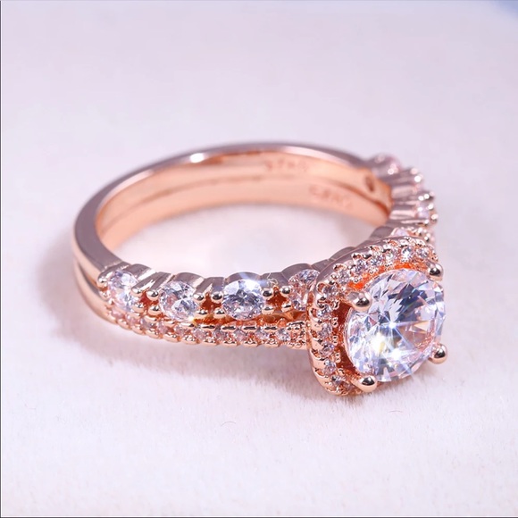 *NEW*2pc/set Rose Gold Engagement Diamond Ring 💍 - Picture 6 of 7